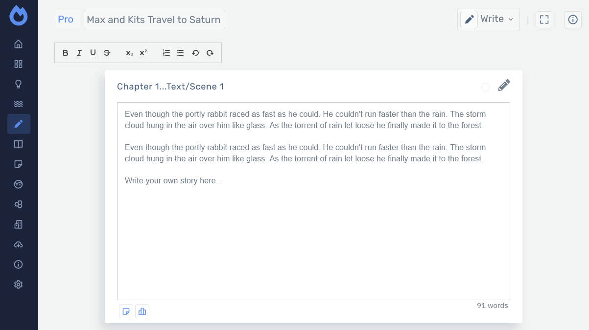 Storyfyre Pro Write Area